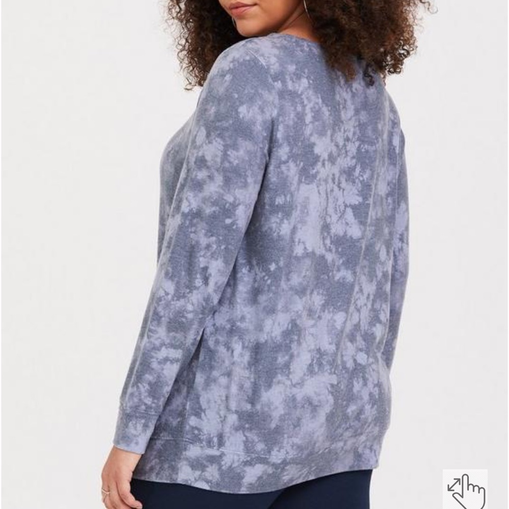 Torrid Blue Tie-Dye Cozy Brushed Hacci Ladder Pullover - Picture 2 of 2